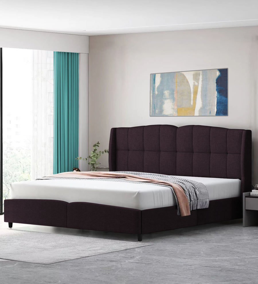 Jovi  Upholstered Velvet King Size Bed - Dark Brown by Febonic Living