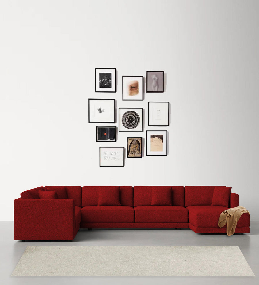 Carlin  LHS 8 Seater Fabric Sectional Sofa - Blood Maroon by Febonic Living
