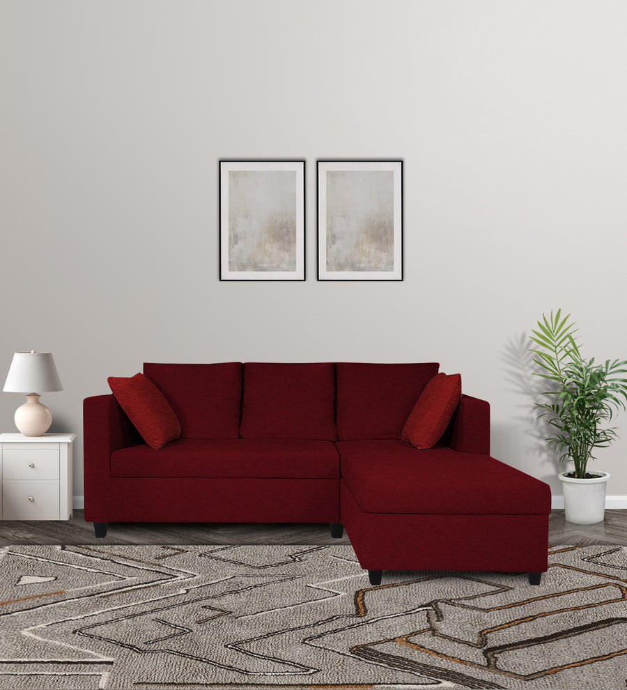 Nebula  LHS  (2+Lounger) Fabric Sectional Sofa - Ruby Red by Febonic Living