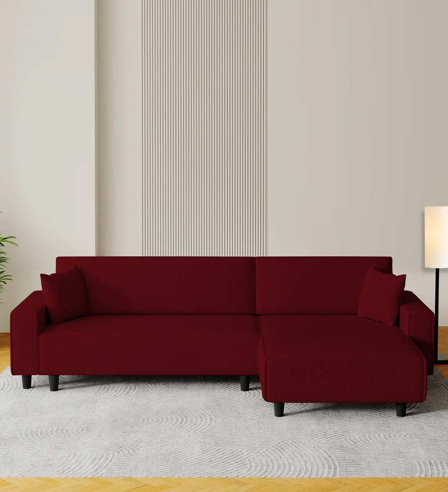 Peach  LHS 6 Seater  Cum Bed With Storage Fabric Sofa - Ruby Red by Febonic Living