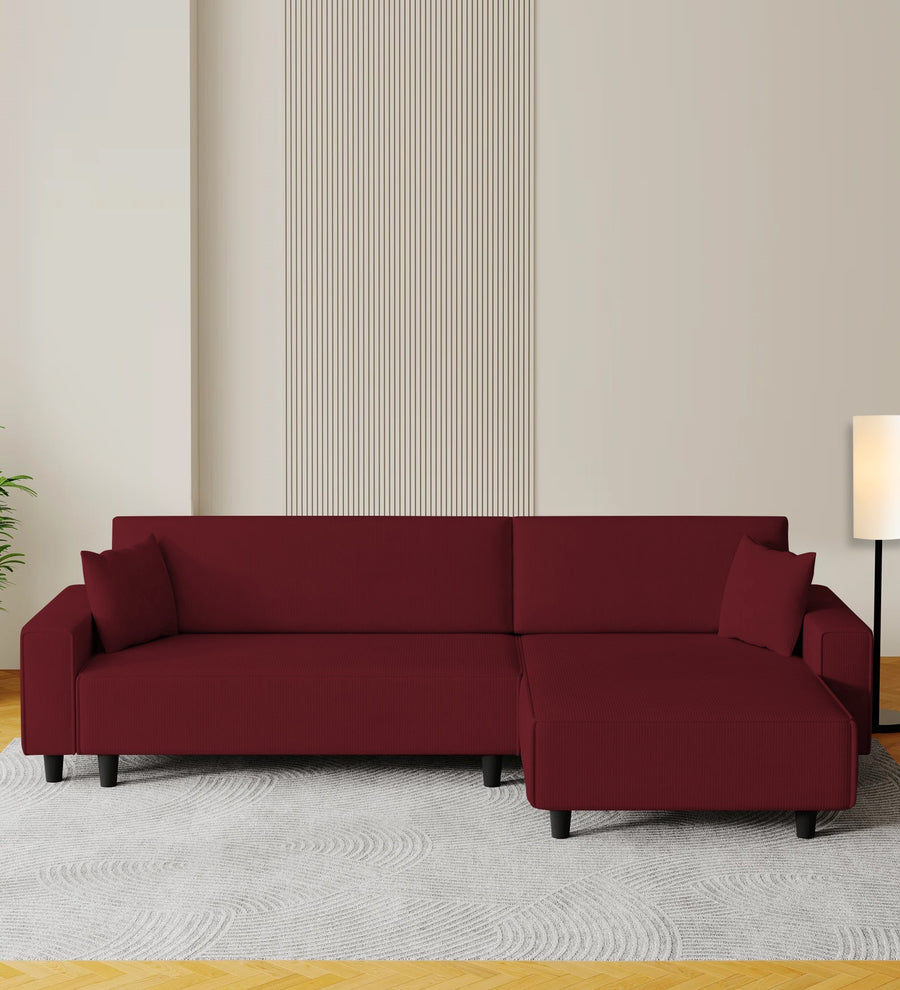 Peach  LHS 6 Seater  Cum Bed With Storage Fabric Sofa - Blood Maroon by Febonic Living