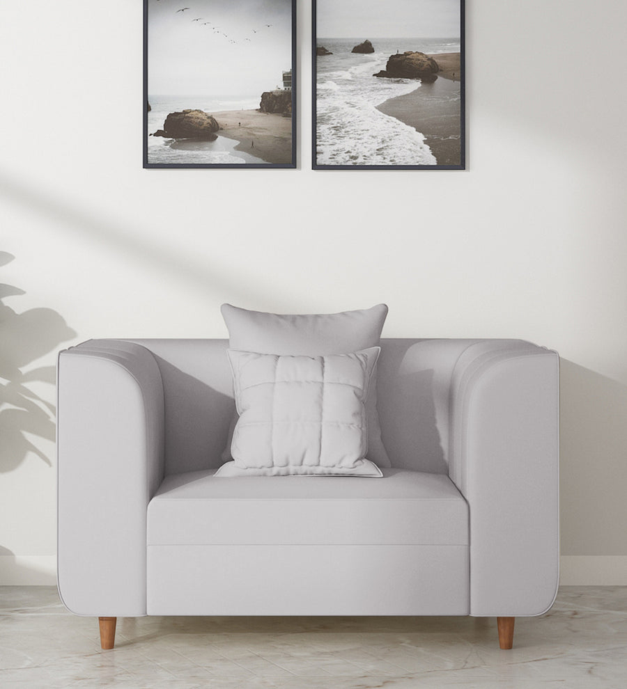 Sumo  1 Seater Velvet Sofa - Concrete grey by Febonic Living