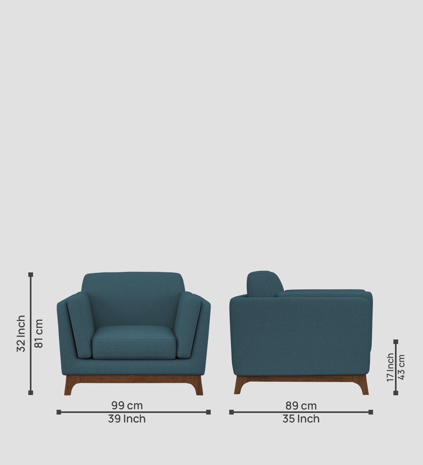 Candy Fabric 1 Seater Sofa In  Sea Blue Colour - Febonic Living