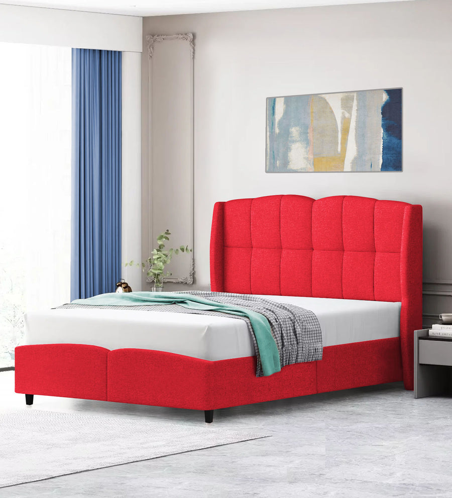 Jovi  Upholstered Velvet Queen Size Bed - Ox Blood Maroon by Febonic Living