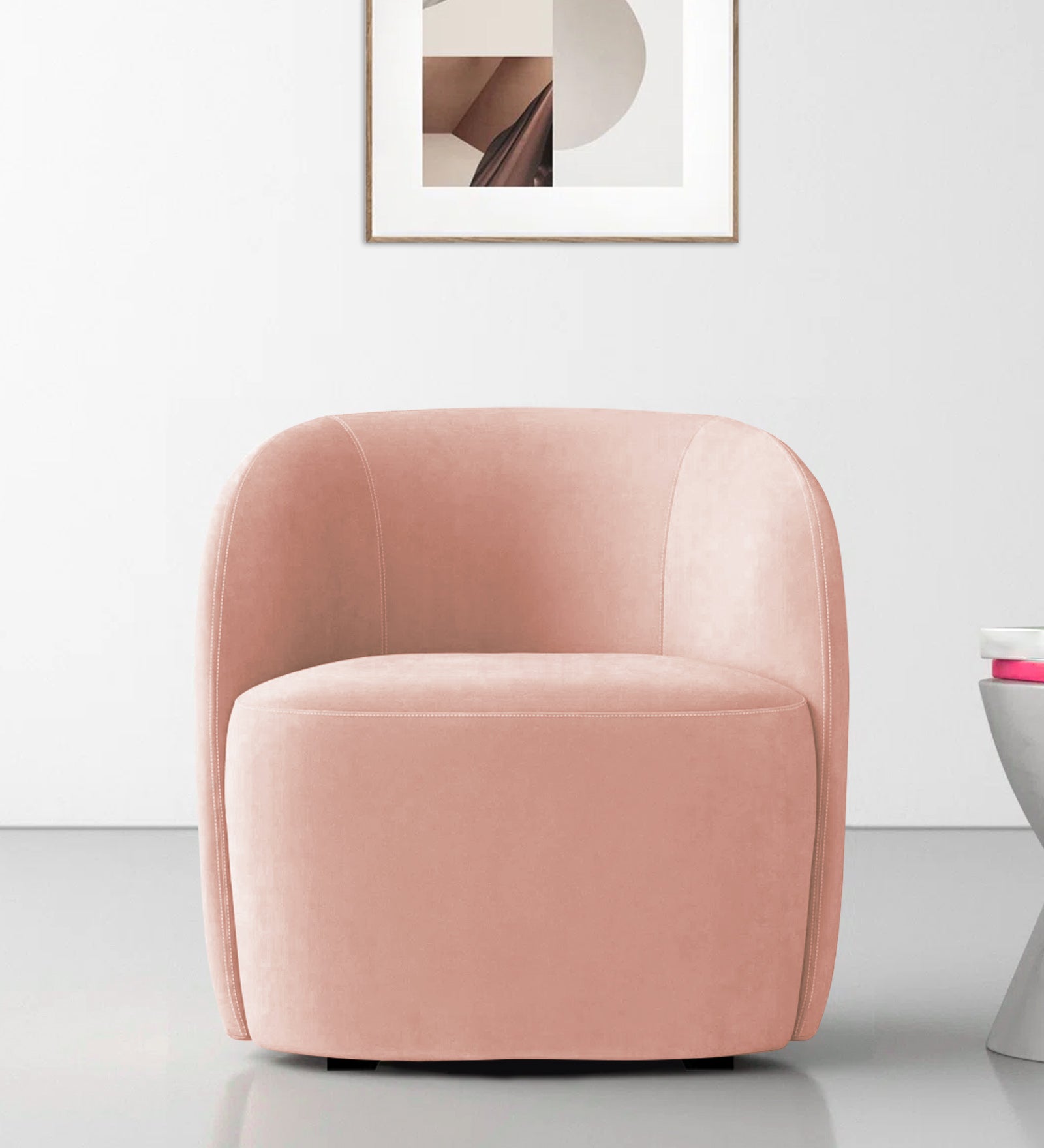 Hazel Velvet Wing Chair in Blush Pink Colour