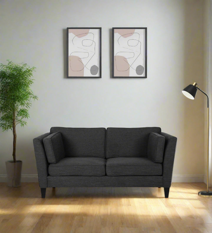 Nigar  2 Seater Fabric Sofa - Charcoal Grey by Febonic Living