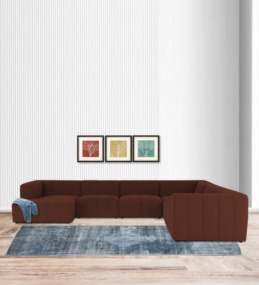 Damo  RHS 8 Seater Corner Fabric Sofa - Coffee Brown by Febonic Living