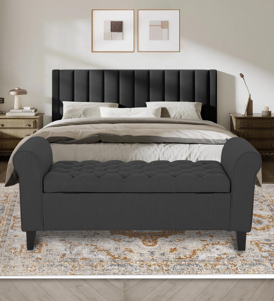 Nowia  3 Seater Recamier Fabric - Charcoal Grey by Febonic Living