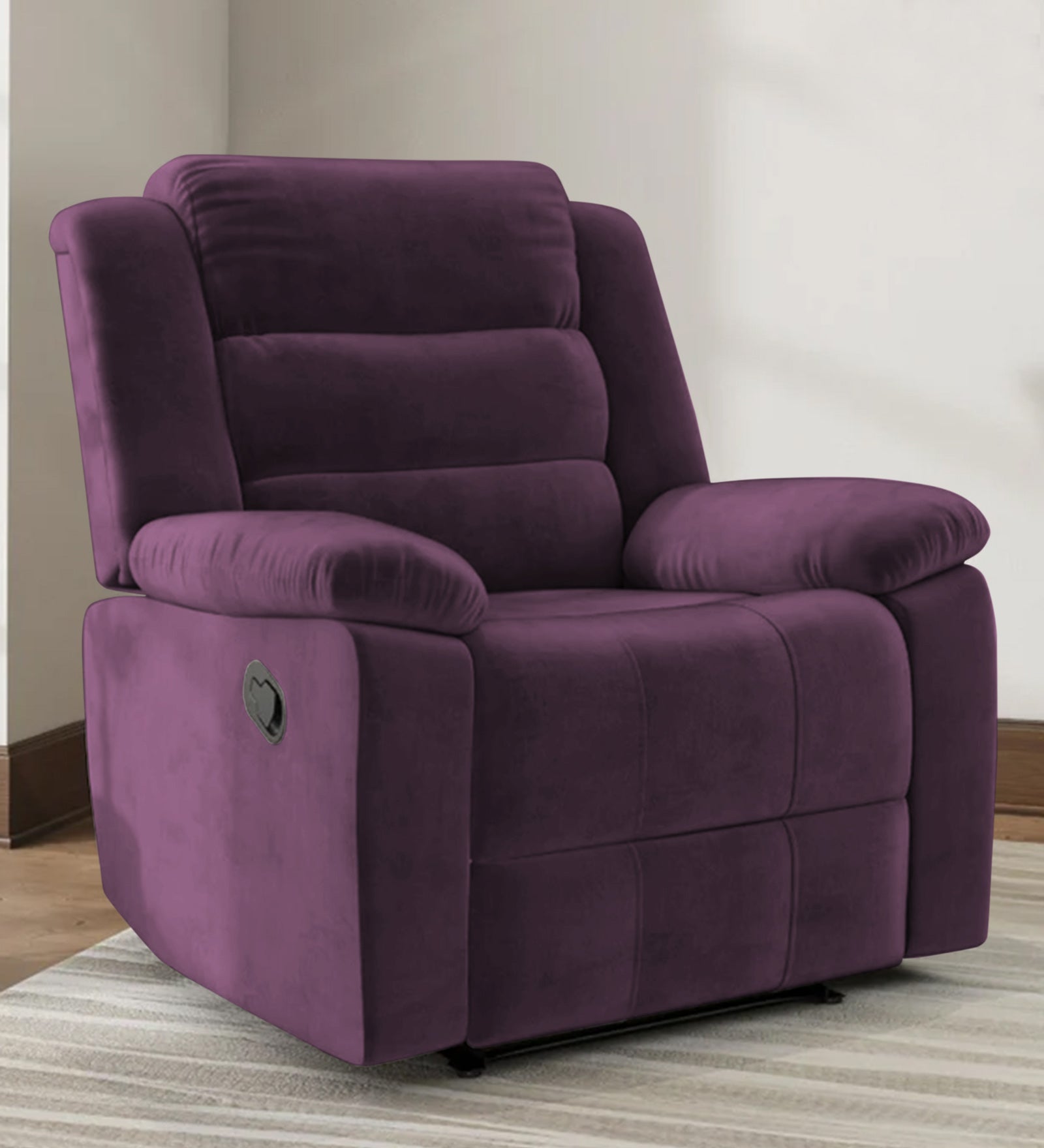 Erra Fabric Manual 1 Seater Recliner In Greek Purple Colour