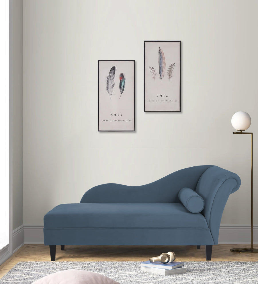 Rana  LHS Velvet Chaise Lounger - Oxford Blue by Febonic Living