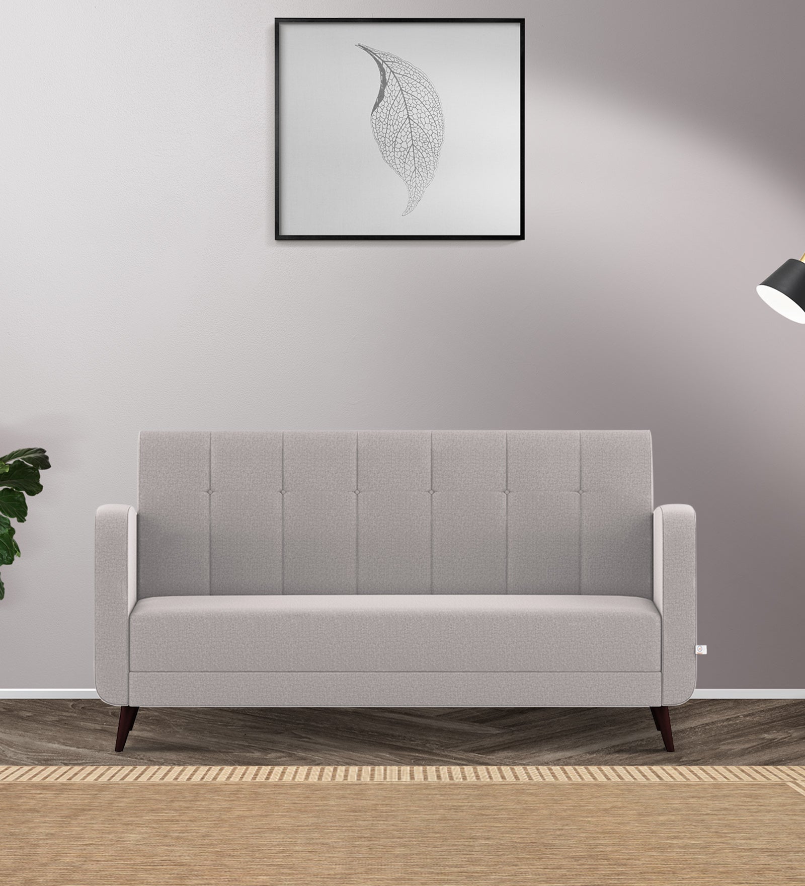 Wiki Velvet 3 Seater Sofa in Pearl Grey Colour