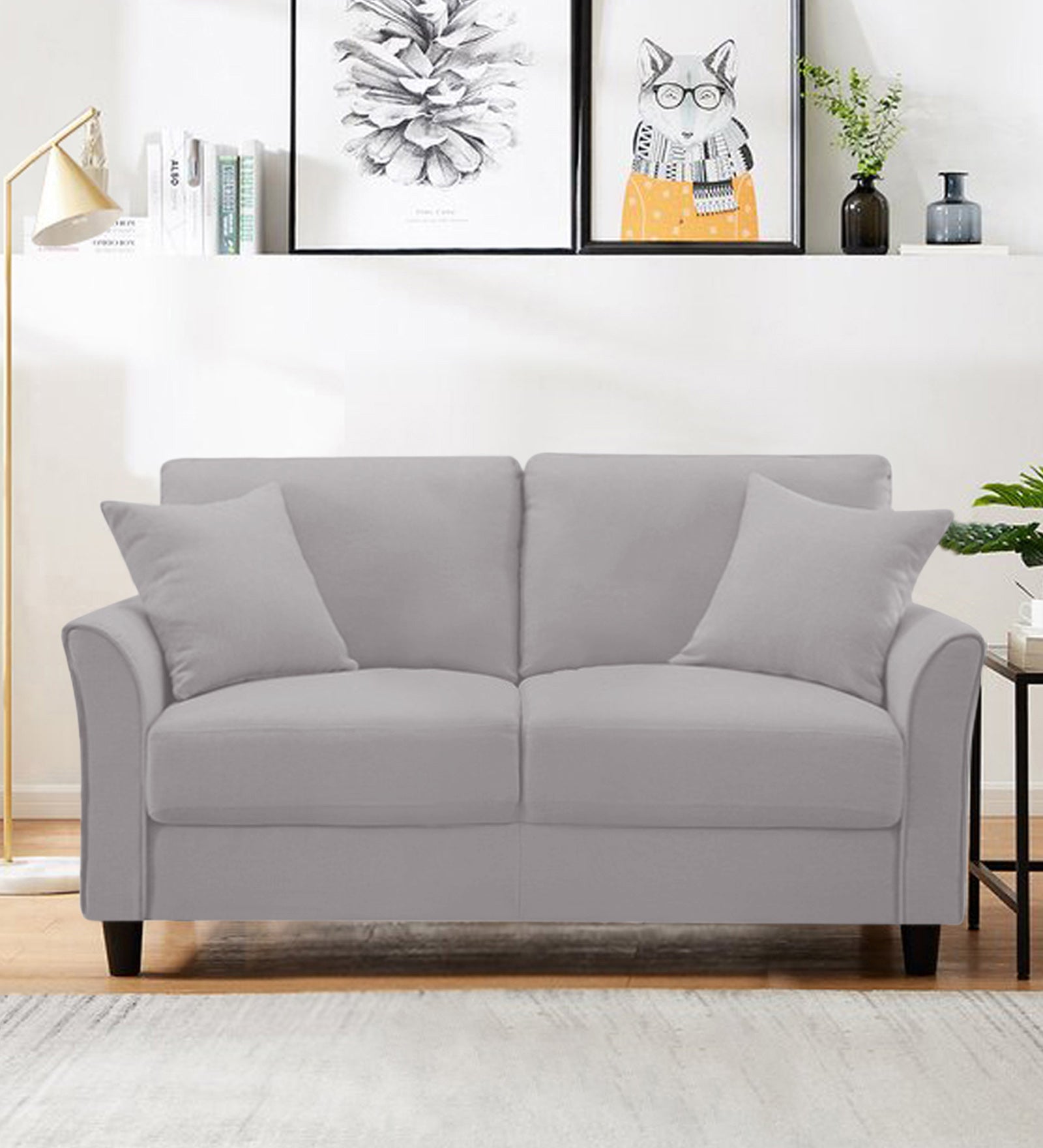 Daroo Velvet 2 Seater Sofa In Concrete Grey Colour