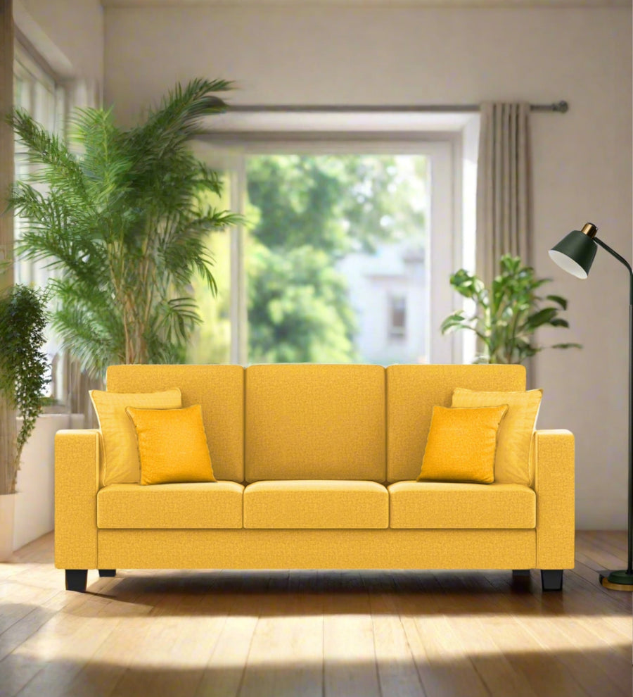 Nabi 3 Seater Fabric Sofa - Bold Yellow by Febonic Living