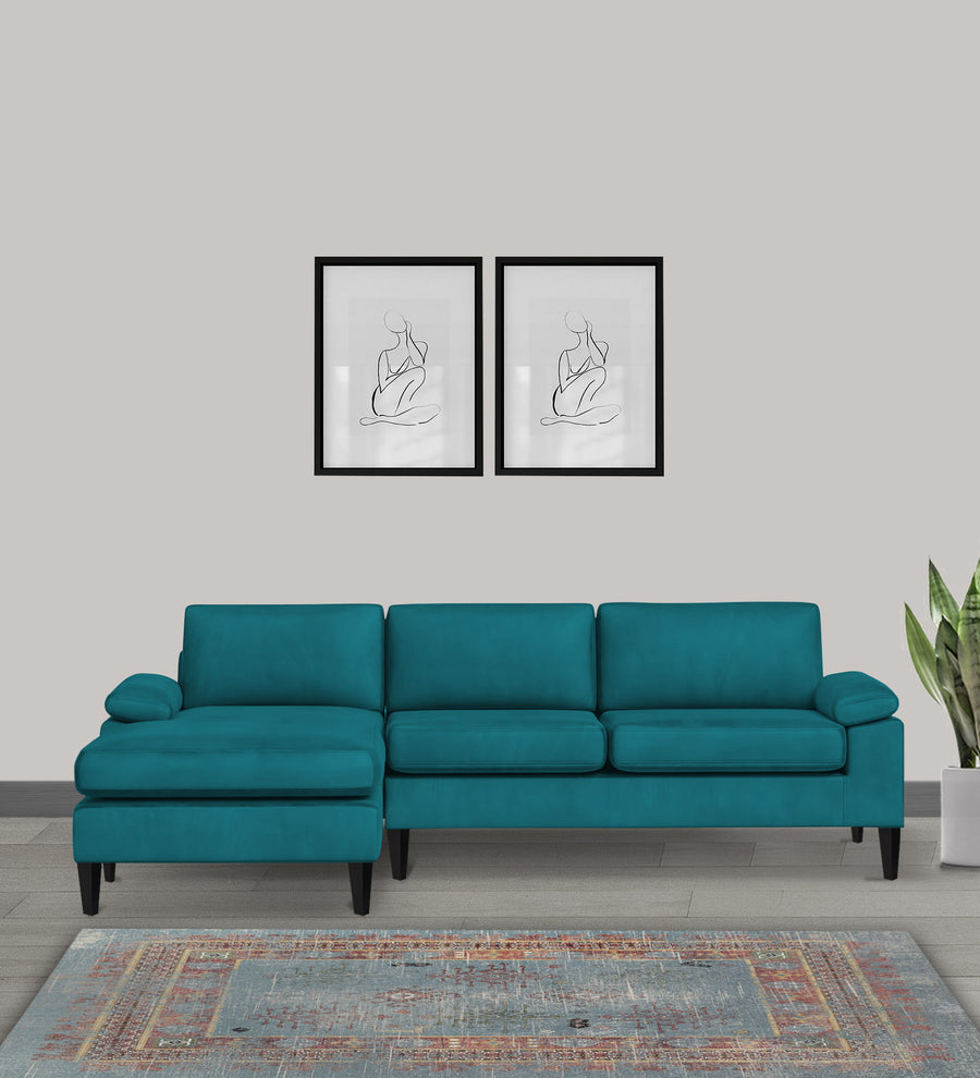 Vegas  RHS  (3+Lounger) Velvet Sectional Sofa - Pine Green by Febonic Living