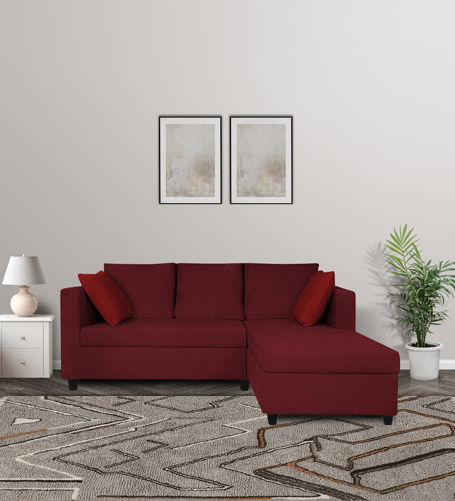 Nebula  LHS  (2+Lounger) Fabric Sectional Sofa - Blood Maroon by Febonic Living