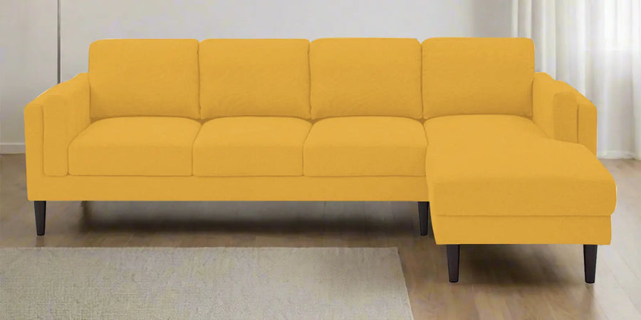 Creata Fabric Lhs Sectional Sofa 3 Lounger In Bold Yellow Colour - Febonic Living