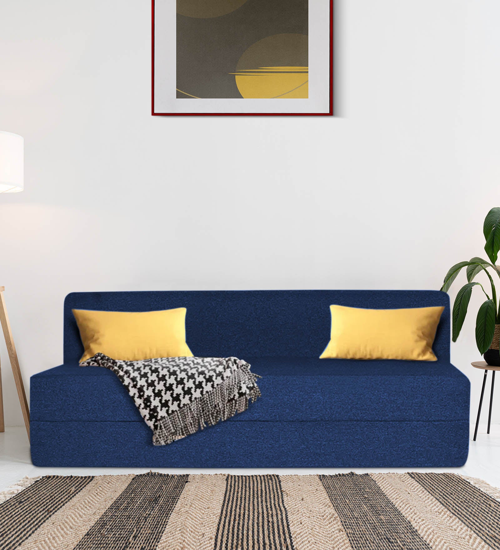 Fleepy Fabric 3 Seater Futon Sofa Cum Bed in Royal Blue Colour