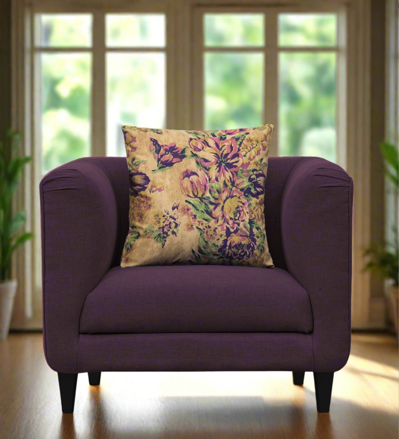 Niki Fabric 1 Seater Sofa in Greek Purple Colour