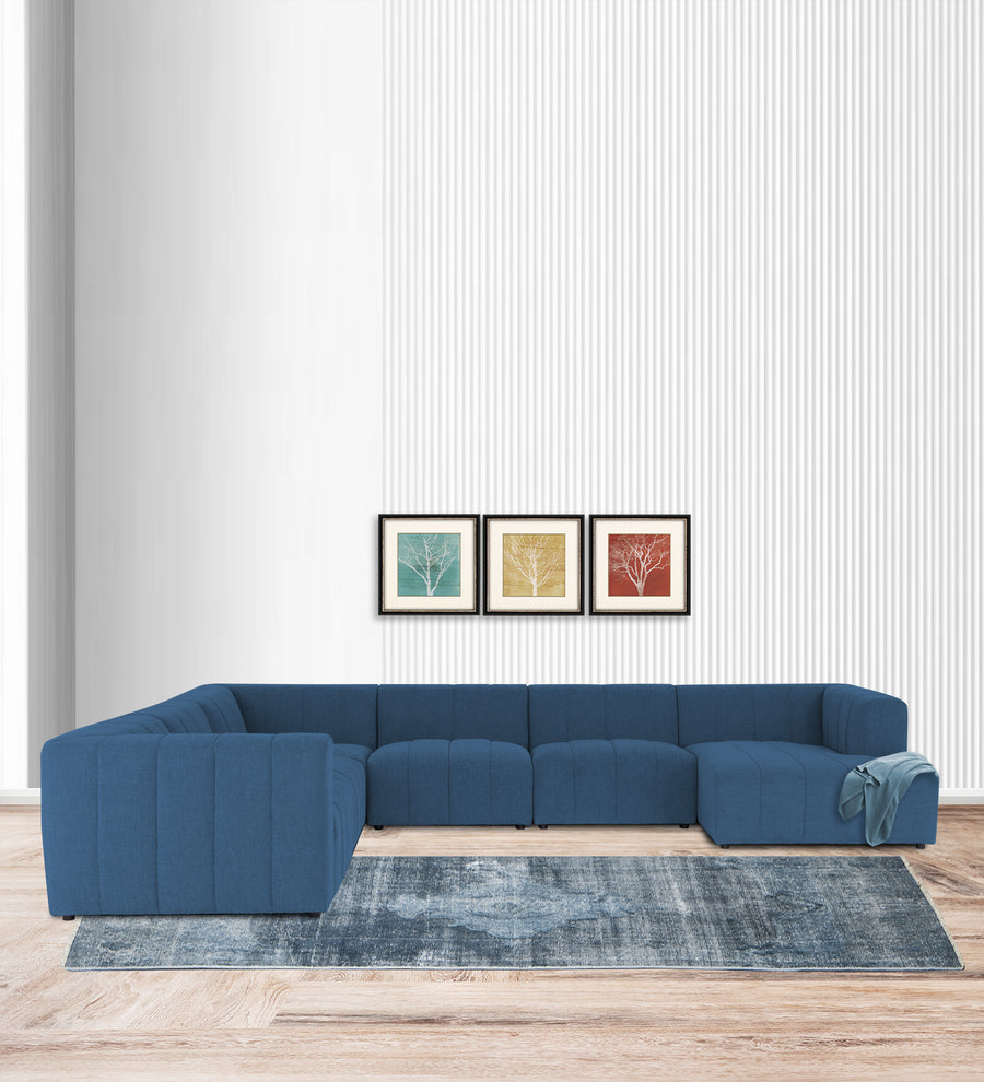 Damo  LHS 8 Seater Corner Fabric Sofa - Light Blue by Febonic Living