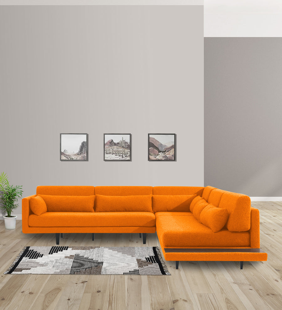 Malta  6 Seater LHS Corner Fabric Sofa - Vivid Orange by Febonic Living