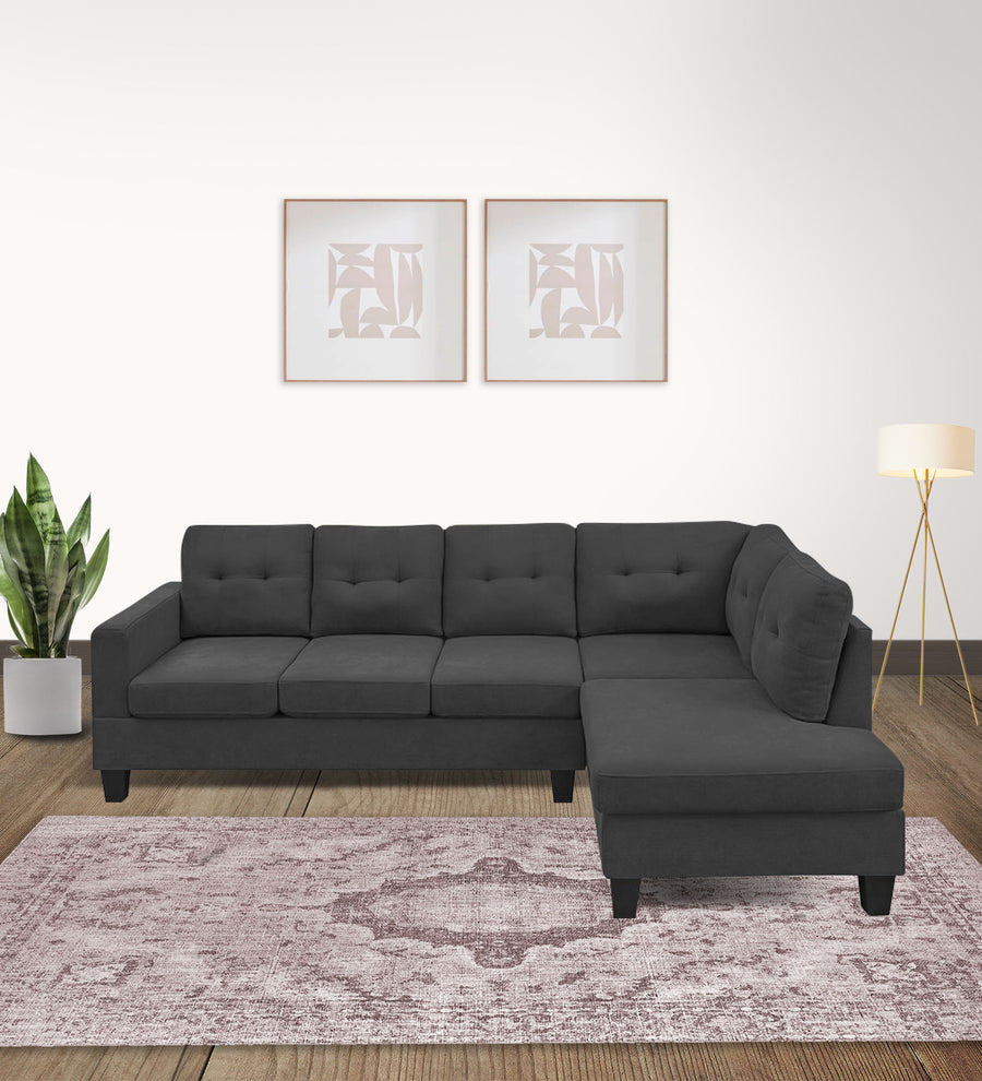 Thomas  LHS  (3+Lounger) Fabric Sectional Sofa - Charcoal Grey by Febonic Living