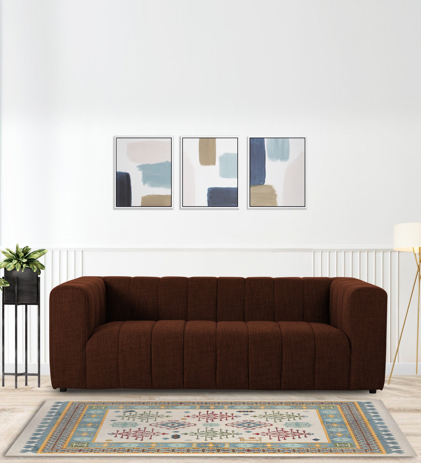 Lara Fabric 3 Seater Sofa in Coffee Brown Colour