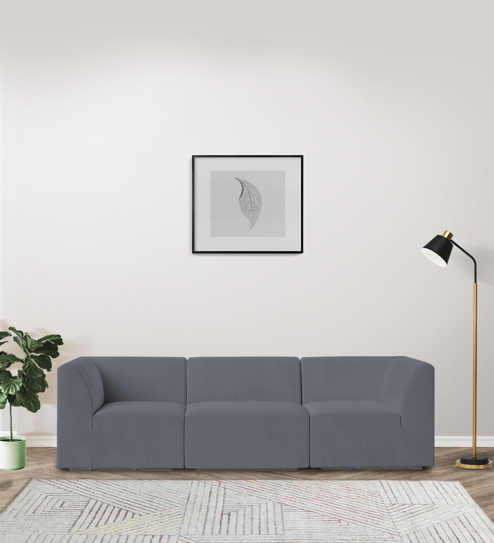 Bufa Velvet 3 Seater Sofa in Pubble Grey Colour