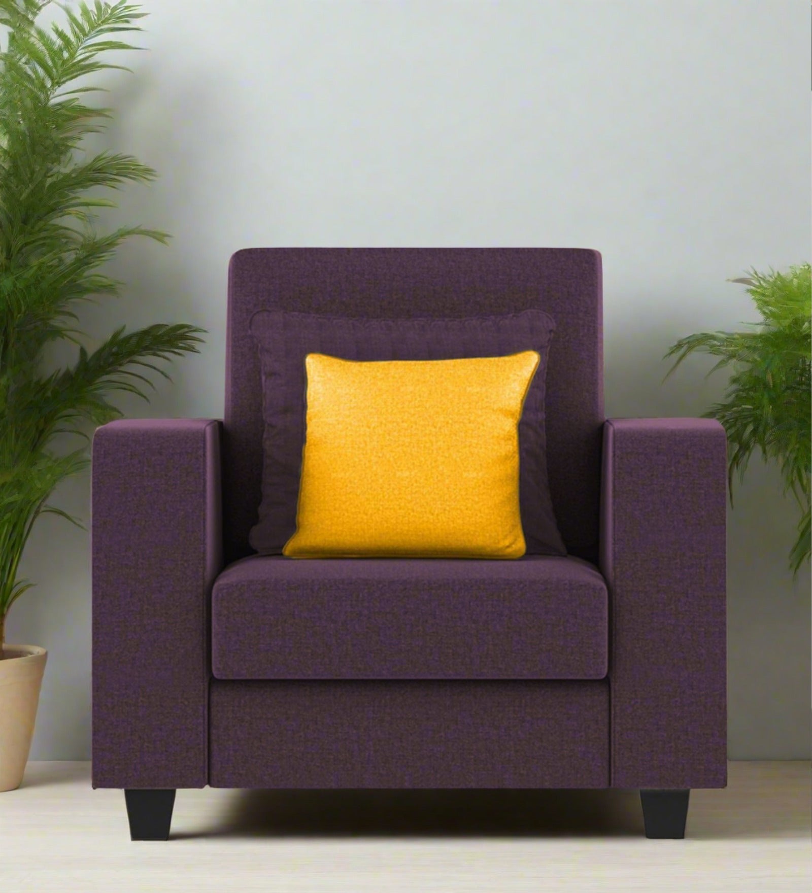 Nabi Fabric 1 Seater Sofa In Greek Purple Colour