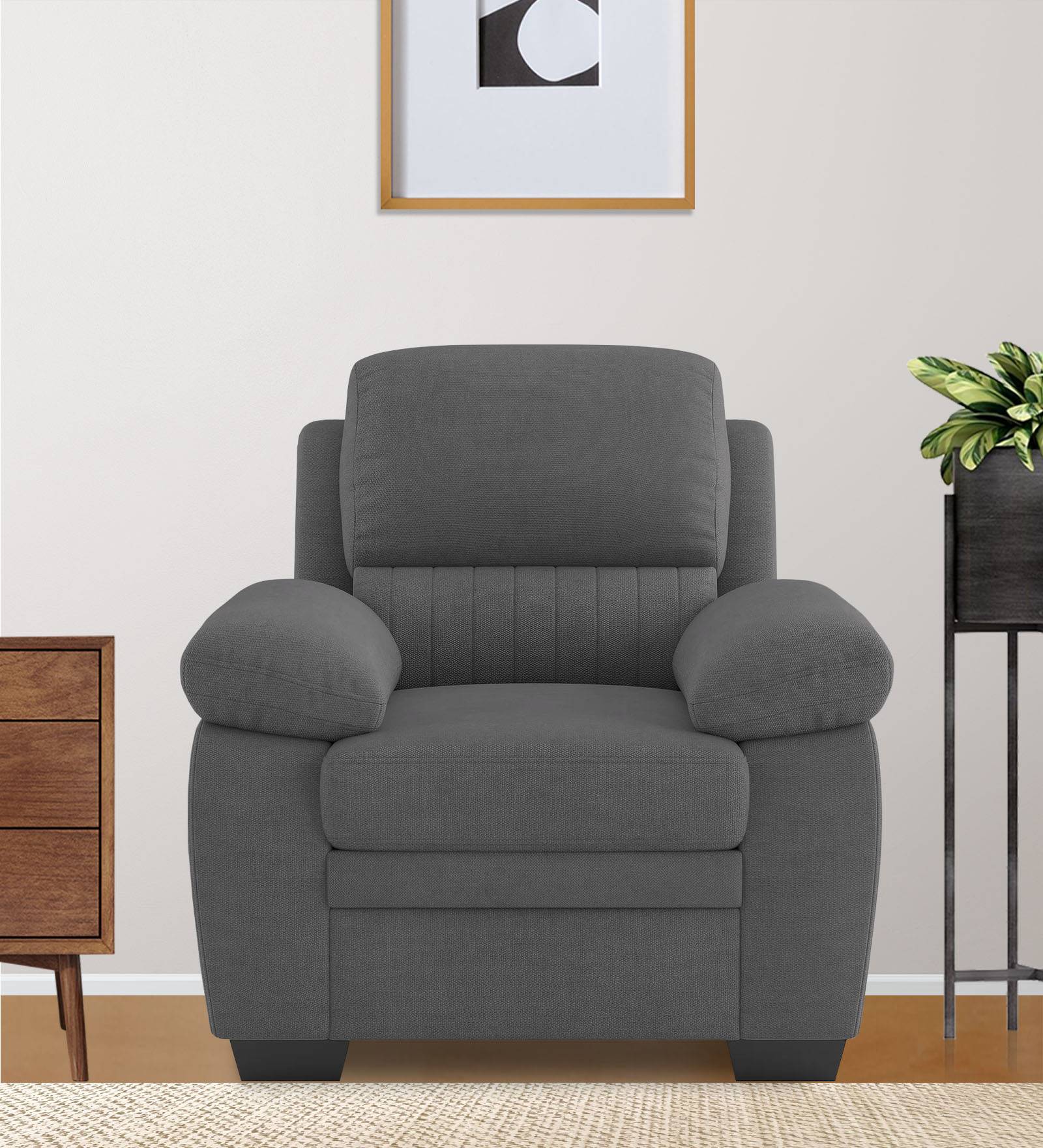 Miranda Velvet 1 Seater Sofa in Davy grey Colour