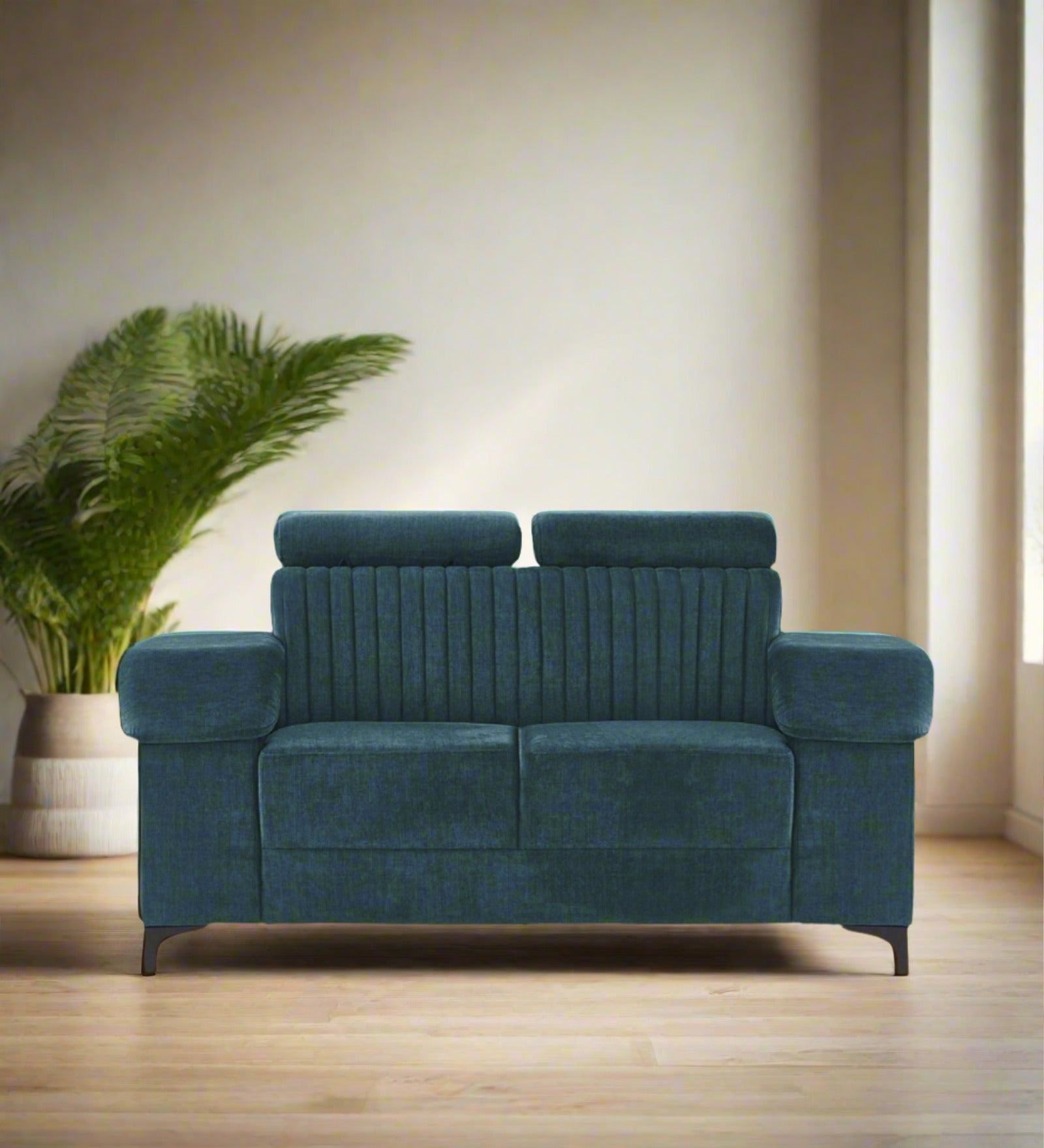 Draco Fabric 2 Seater Sofa in Harbour Blue Colour