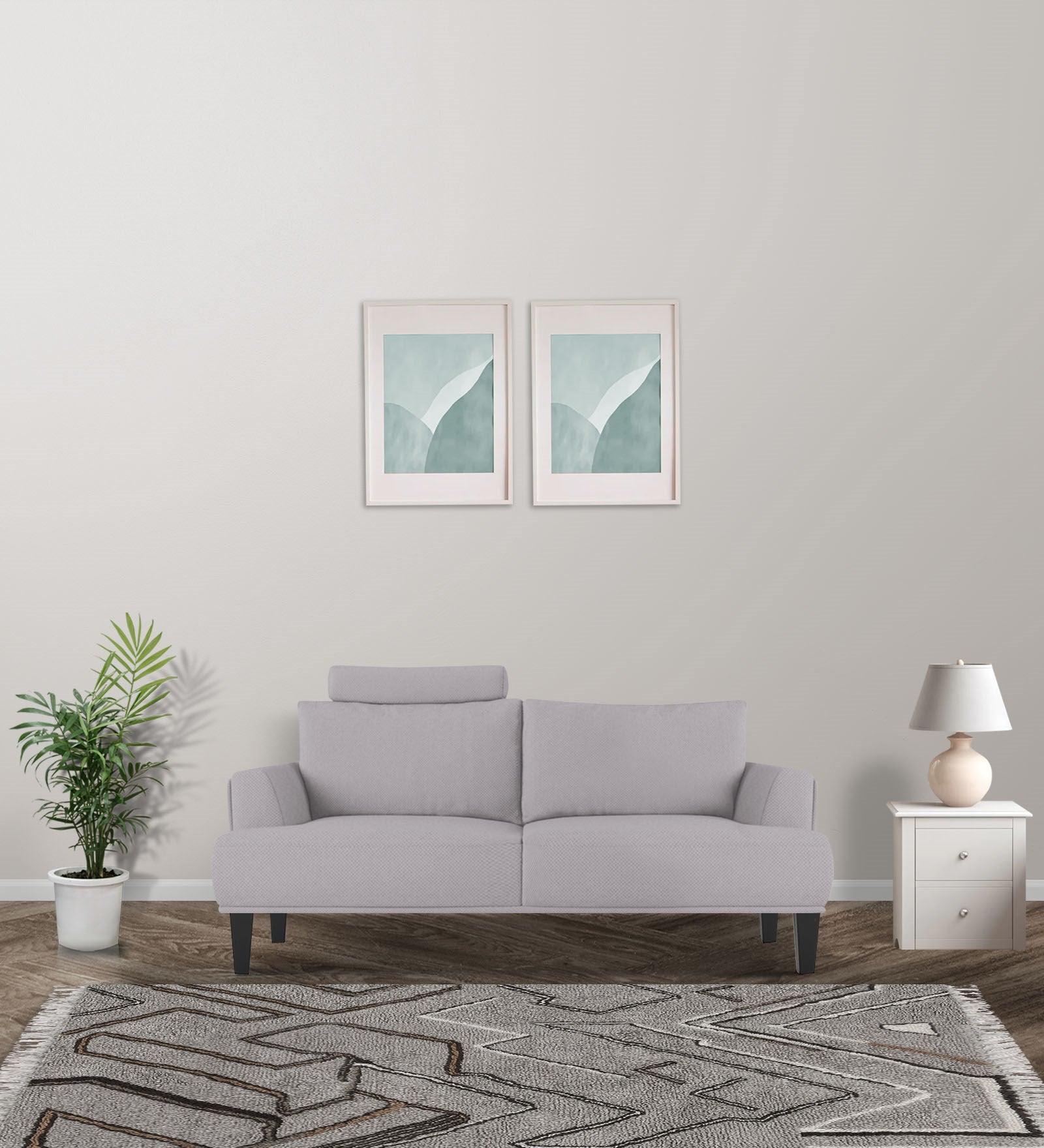 Como Fabric 2 Seater Sofa in Lit Grey Colour