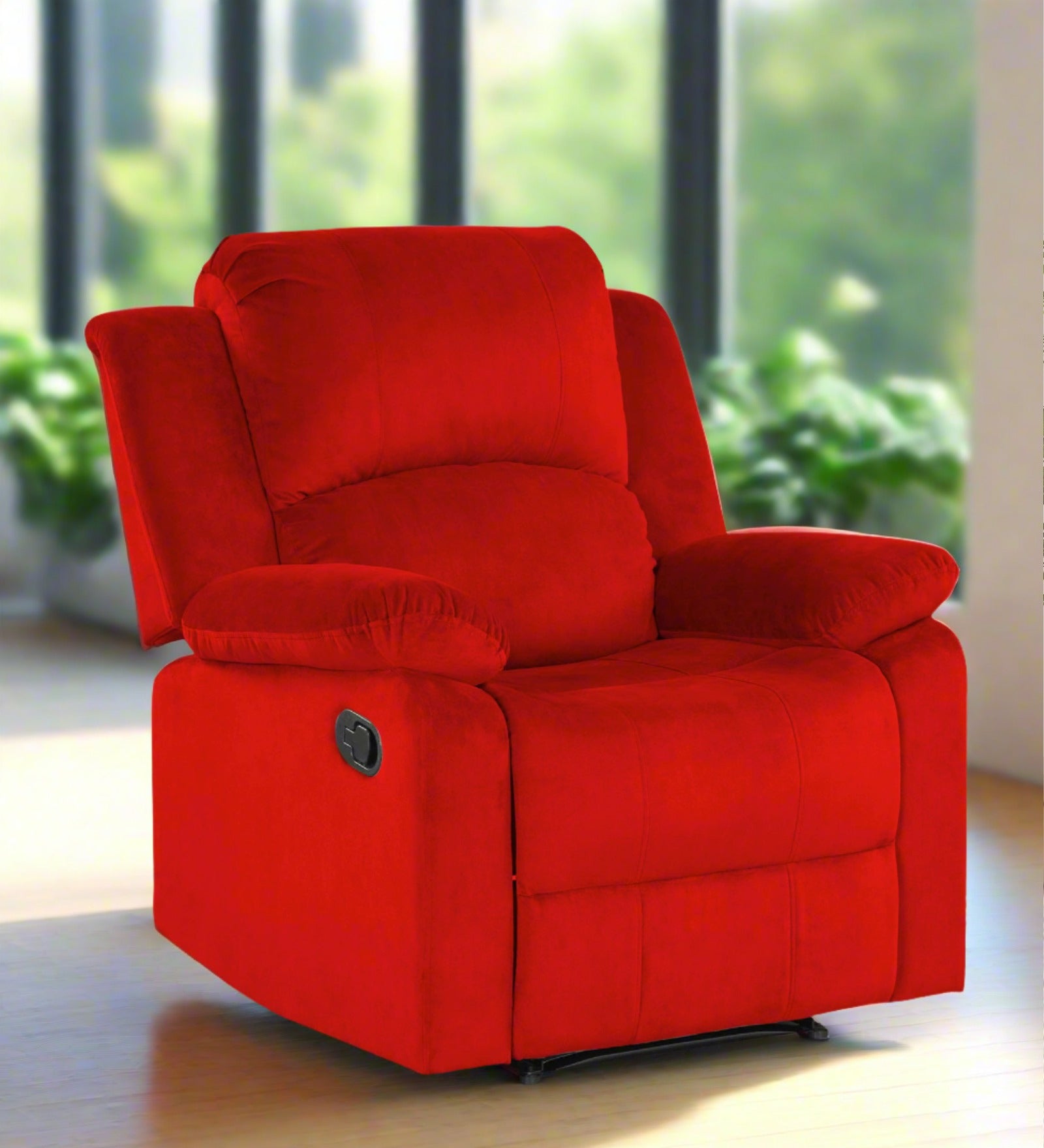 Henry Fabric Manual 1 Seater Recliner In Ruby Red Colour