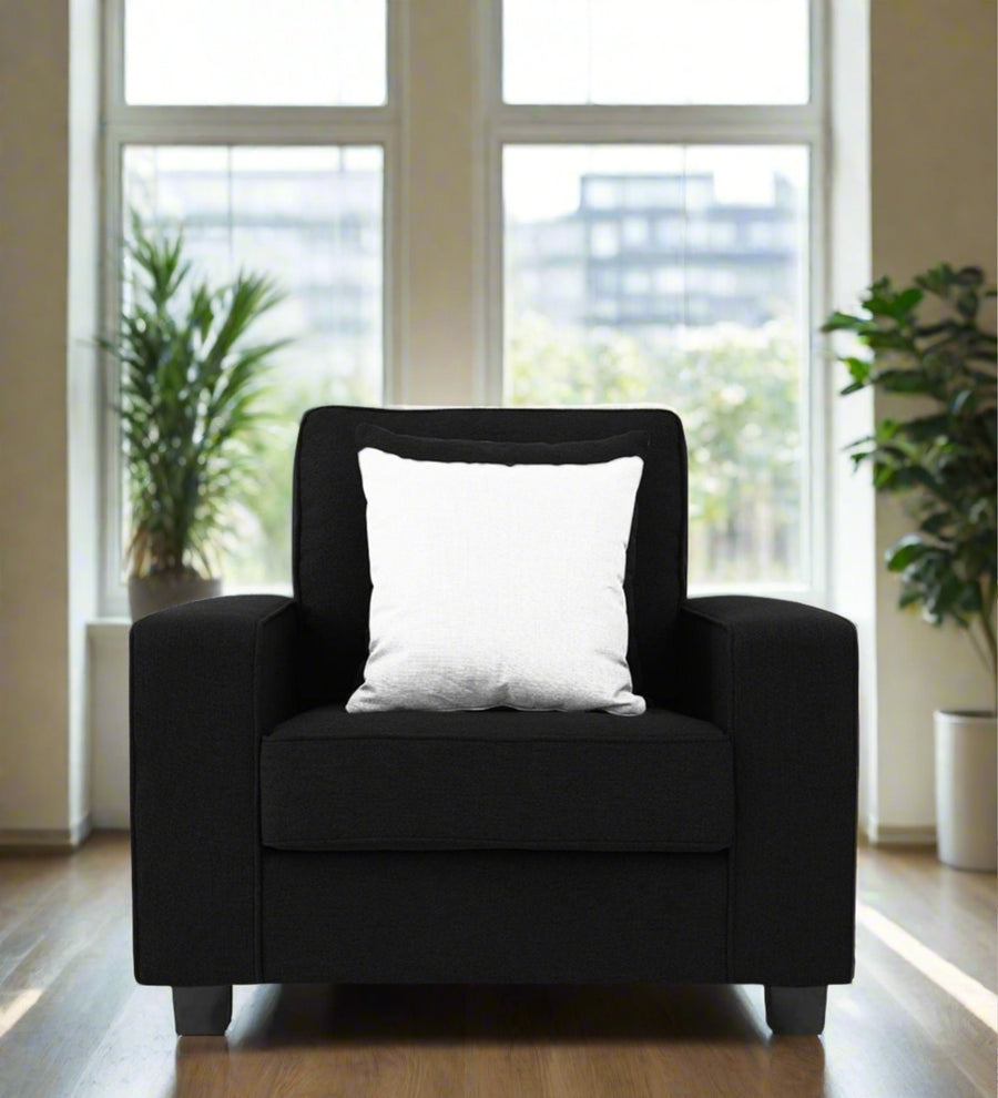 Ladybug  1 Seater Fabric Sofa - Zed Black by Febonic Living