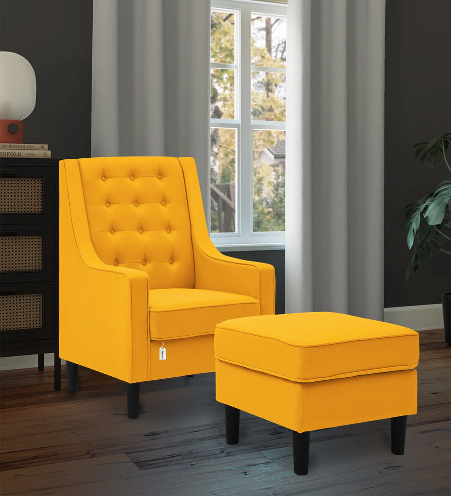 Sona  Barrel Chair With Fabric Ottoman - Bold Yellow by Febonic Living