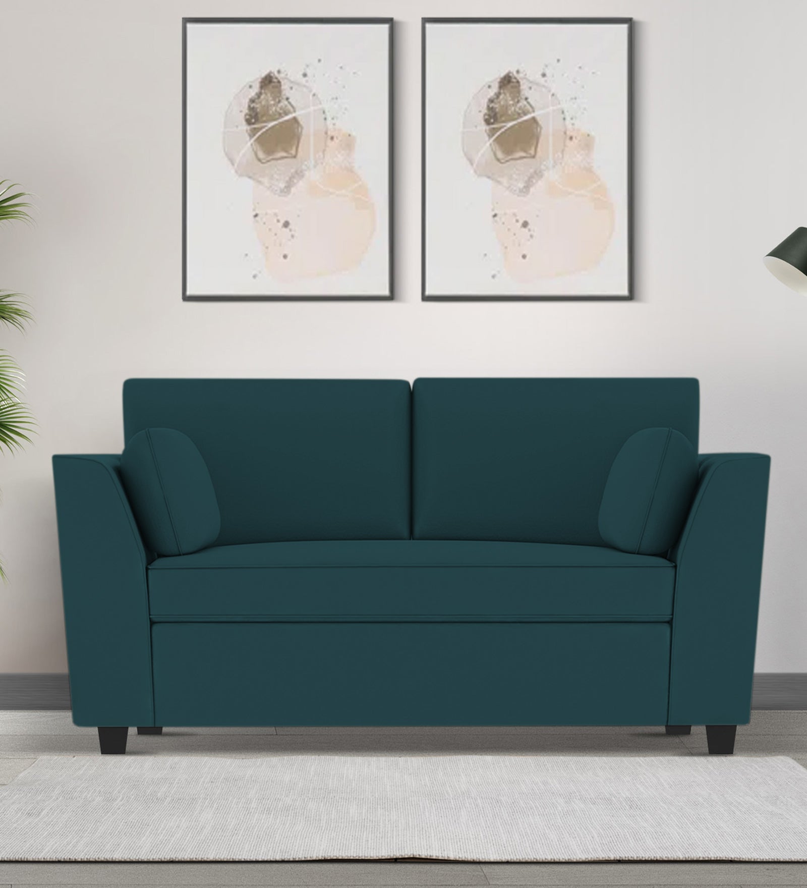 Bristo Velvet 2 Seater Sofa in Arabian Green Colour With Storage