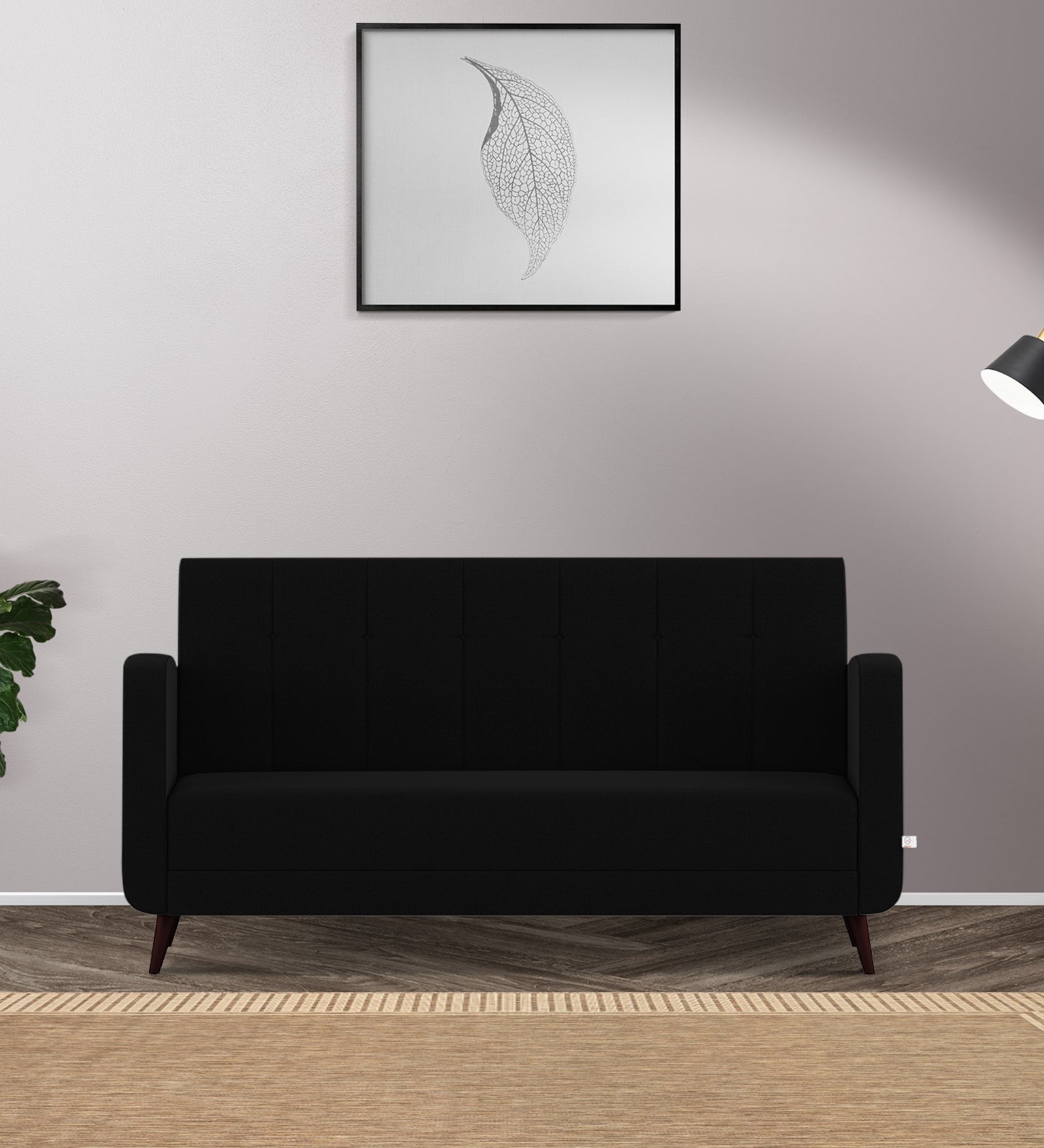 Wiki Velvet 3 Seater Sofa in Adam Black Colour