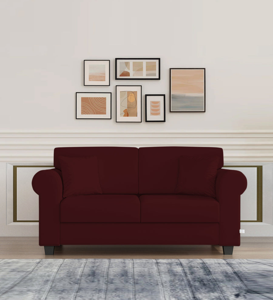 Numonk  2 Seater Velvet Sofa - Dark Maroon by Febonic Living