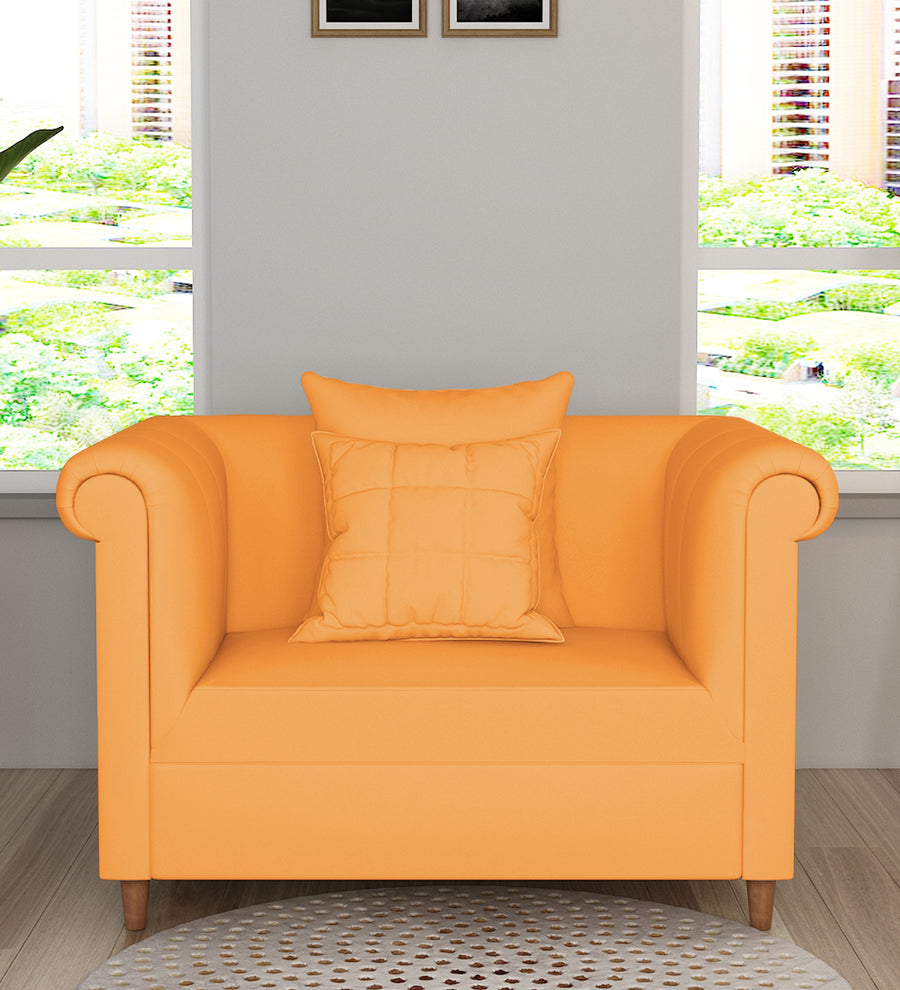 Rubi  1 Seater Velvet Sofa - Tangerine orange by Febonic Living