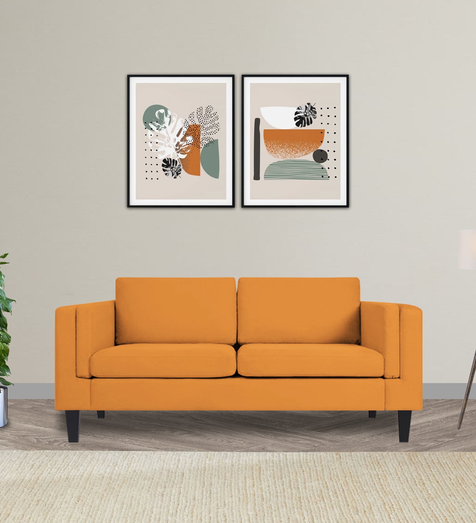 Jasper Velvet 2 Seater Sofa in Tangerine orange Colour