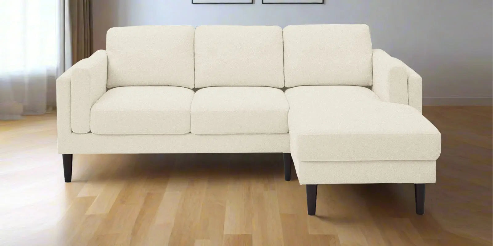 Creata Fabric LHS Sectional Sofa (2+Lounger) In Ivory Cream Colour Febonic Living