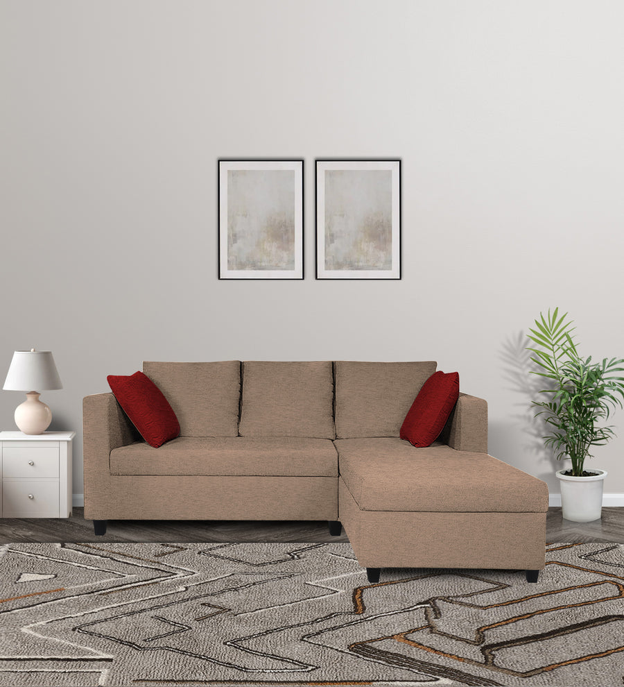 Nebula  LHS  (2+Lounger) Fabric Sectional Sofa - Cookie Beige by Febonic Living