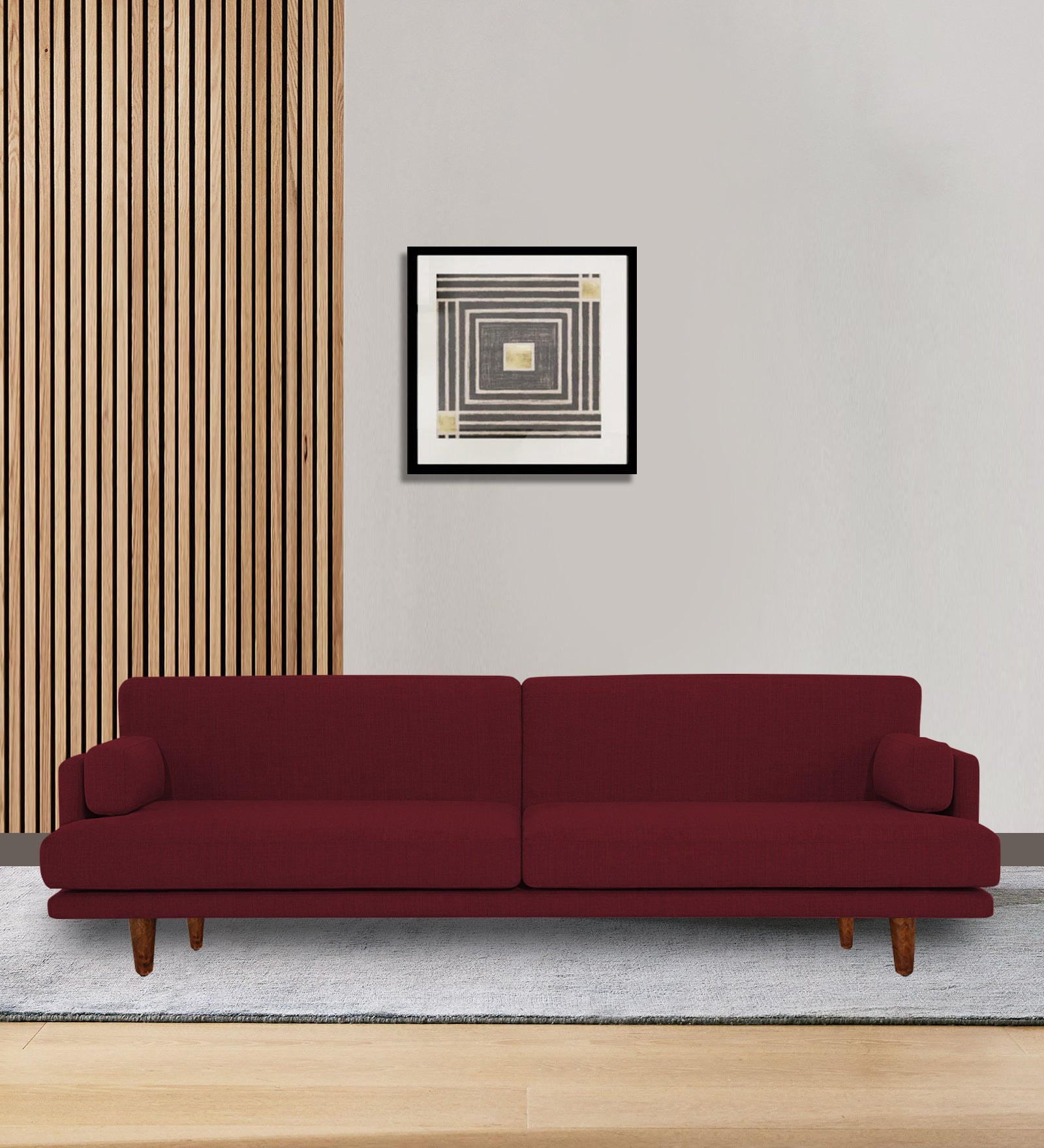 Ricky Fabric 3 Seater Sofa in Blood Maroon Colour