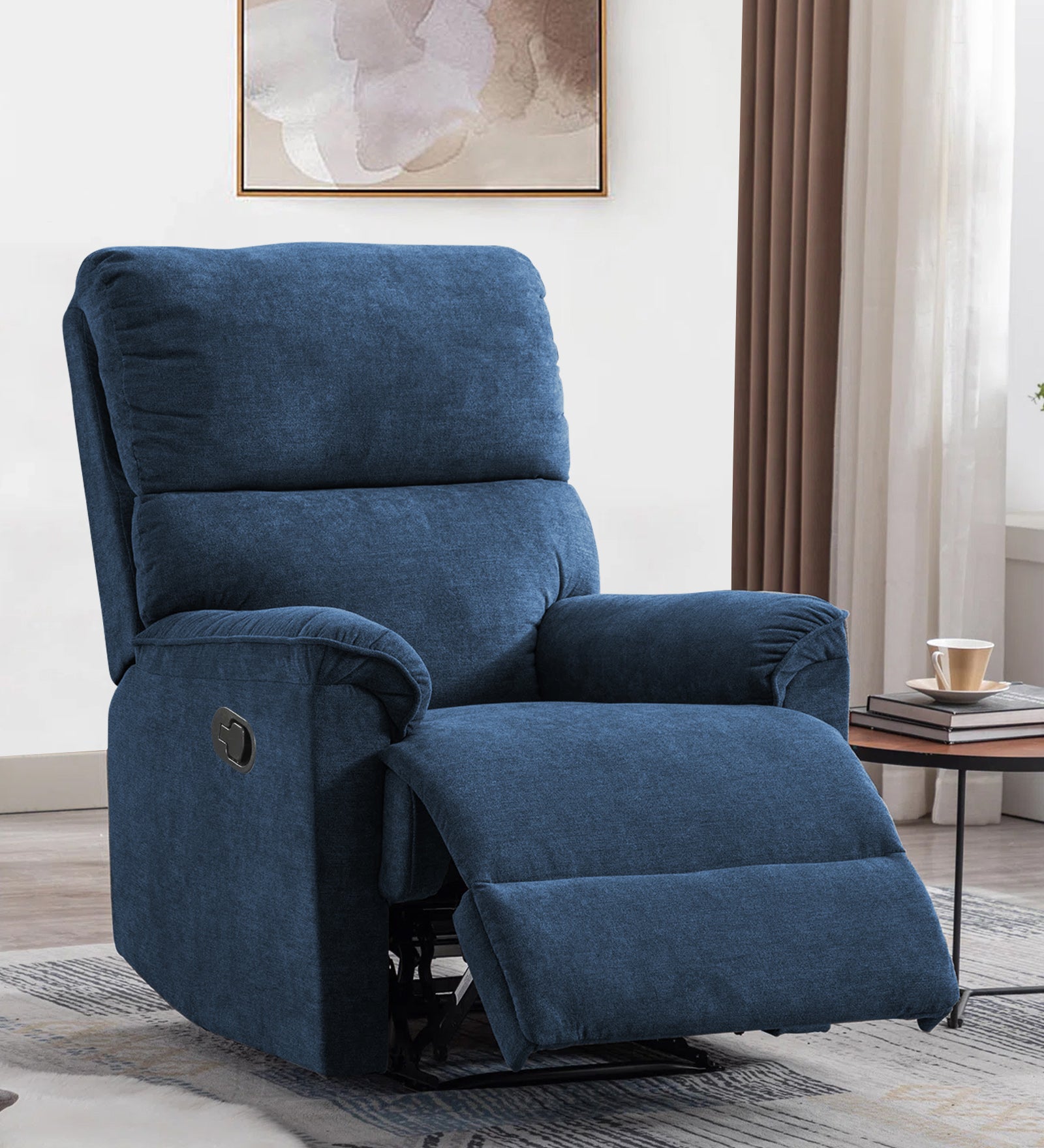 Abby Fabric Manual 1 Seater Recliner In Light Blue Colour