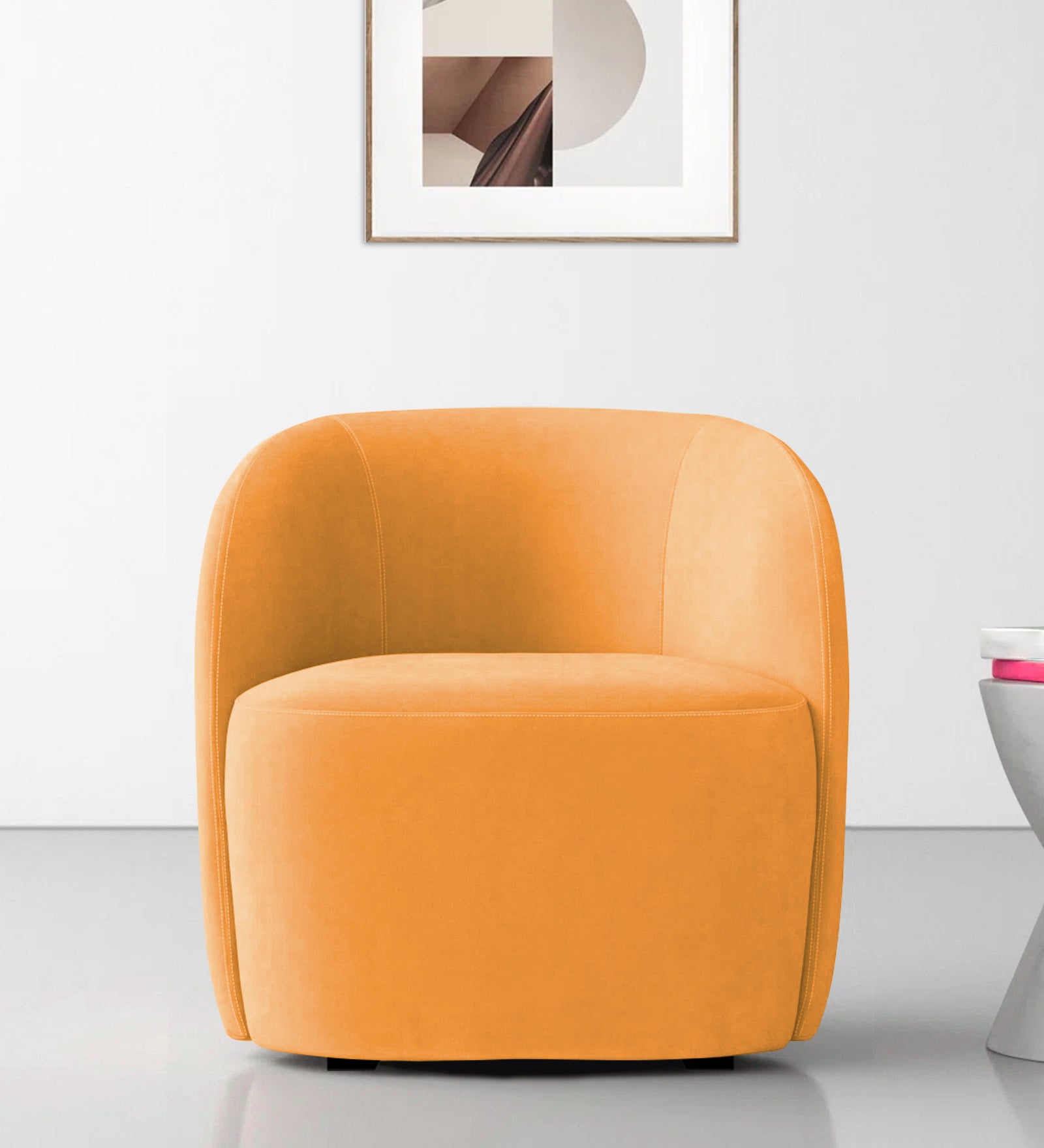 Hazel Velvet Wing Chair in Tangerine Orange Colour