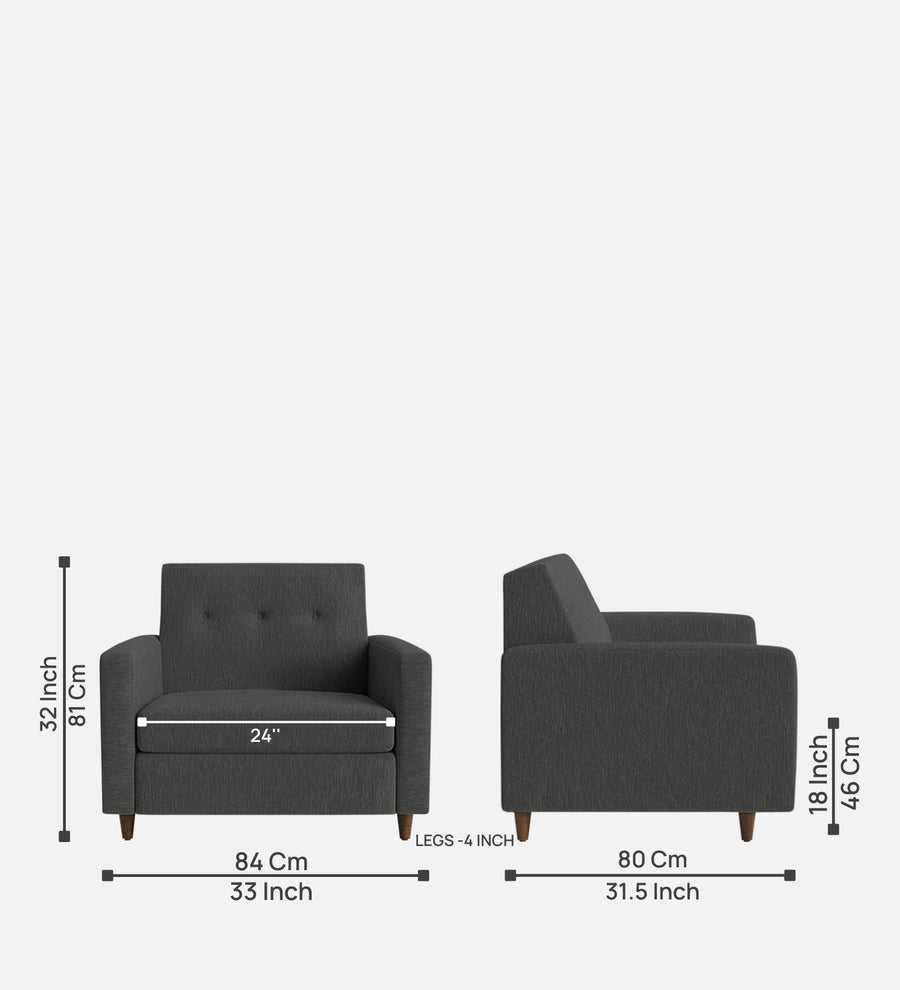 Timon Fabric 1 Seater Sofa In Charcoal Grey Colour - Febonic Living
