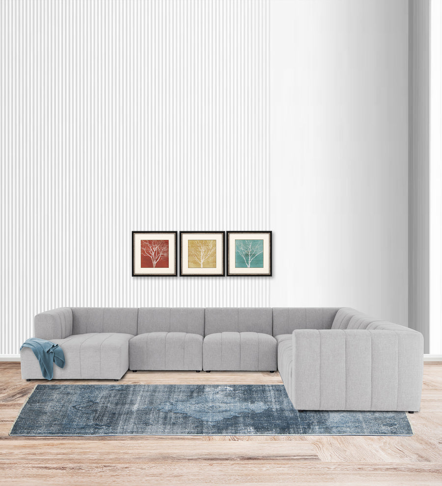 Damo  RHS 8 Seater Corner Fabric Sofa - Lit Grey by Febonic Living