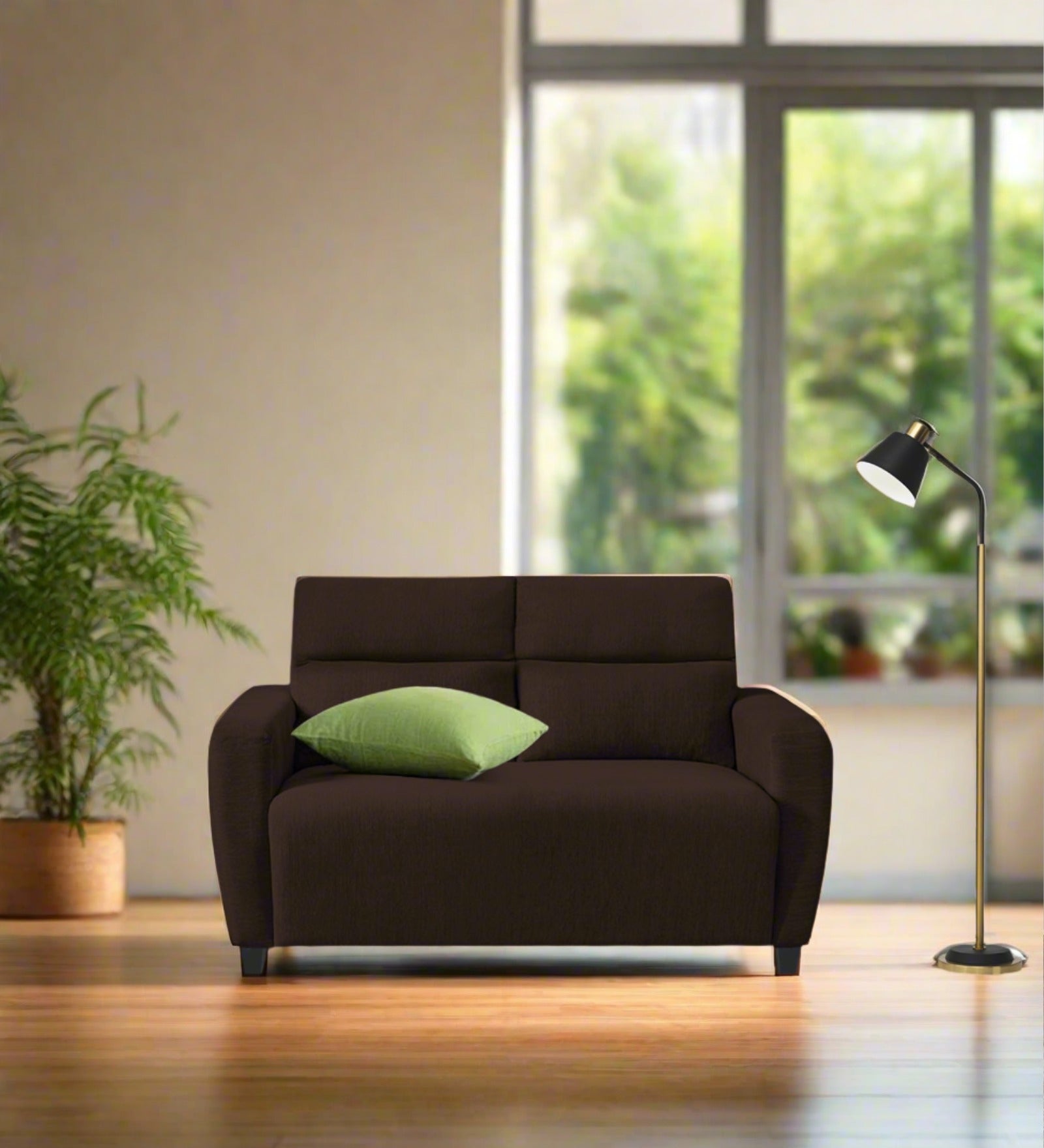 Bakadi Fabric 2 Seater Sofa in Coffee brown Colour