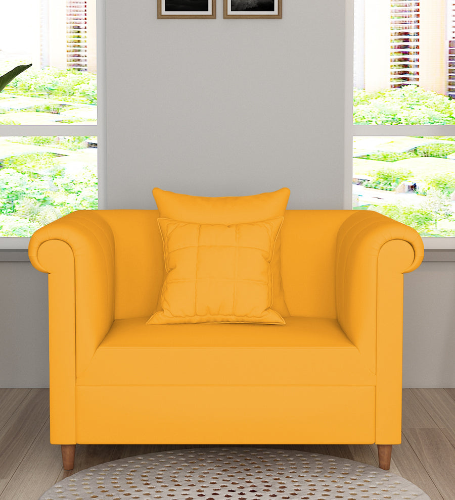 Rubi  1 Seater Velvet Sofa - Safforn Yellow by Febonic Living