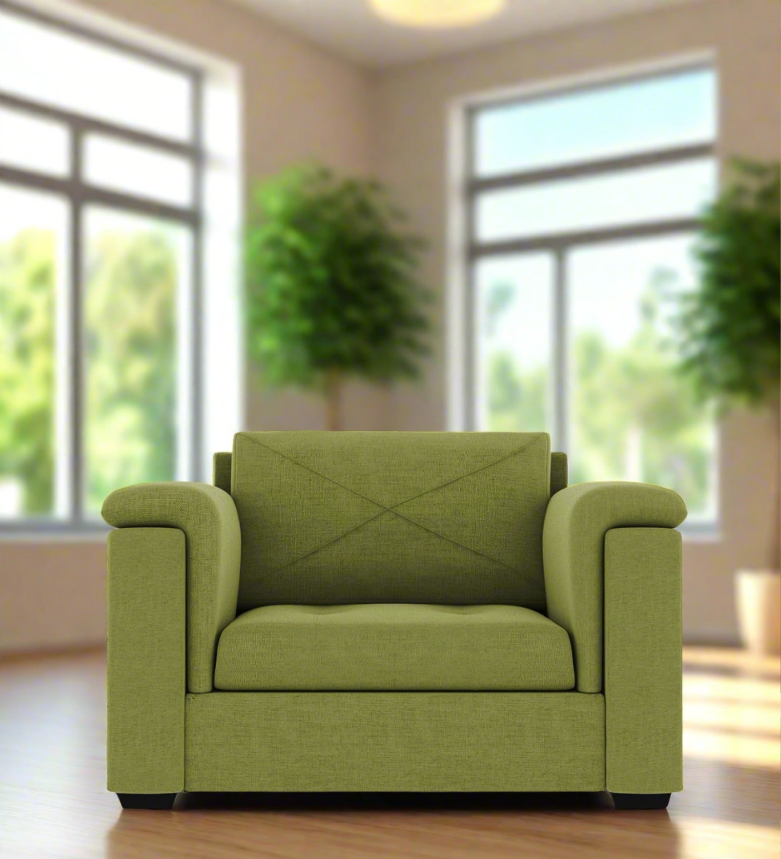 Andry Fabric 1 Seater Sofa in Lime Green Colour