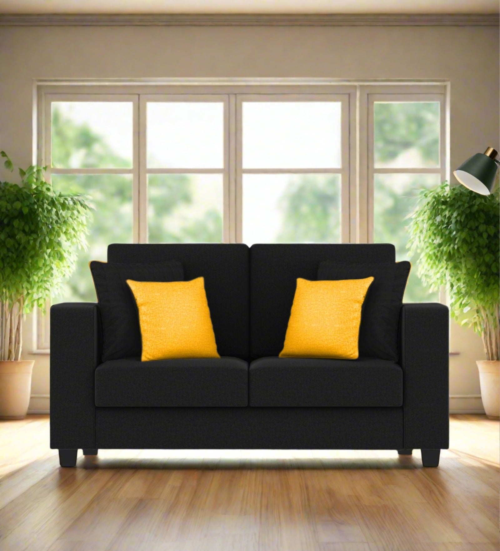 Nabi Fabric 2 Seater Sofa In Zed Black Colour